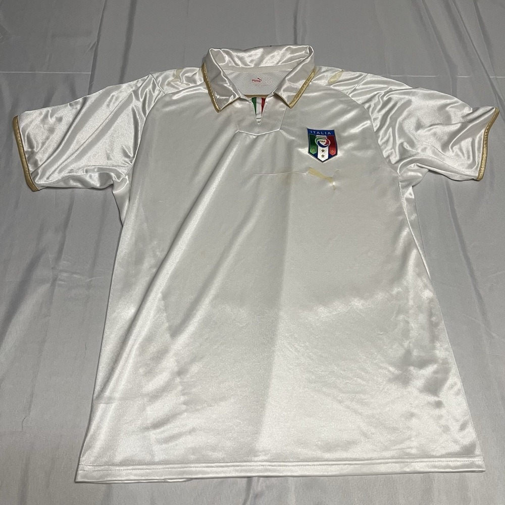 Italy National Football Team 2007-09 Away Soccer Jersey Puma Mens M White Shirt